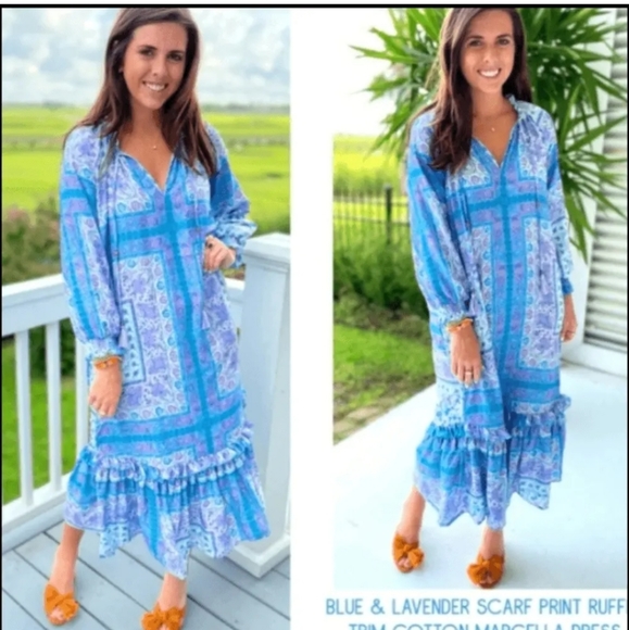 Zara* Printed Blue Midi Boho Dress - Picture 6 of 11